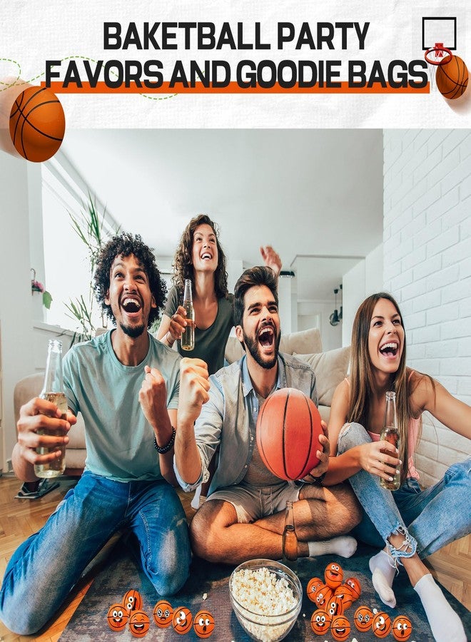 Arrowbash 36 Pcs Mini Face Basketball Stress Balls Bulk Small Basketballs Stress and Anxiety Relief Toy Foam Sports Squeeze Balls for School Carnival Reward Valentine's Day Sports Party Favors Gifts - Image 3